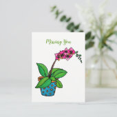 Waterverf orchidee Plant in mooie pot Briefkaart (Staand voorkant)