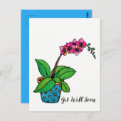 Waterverf orchidee Plant in mooie pot Briefkaart (Voorkant / Achterkant)