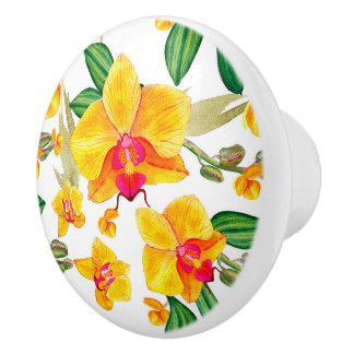 Waterverf Orchideeën Design 9 Keramische Knop