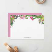 Waterverf Orchideeën L Whimsical Perzonalized Notitiekaartje (Voorkant / Achterkant in situ)