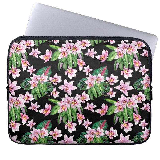 Waterverf Orchids Design 27 Laptop Sleeve (Voorkant)