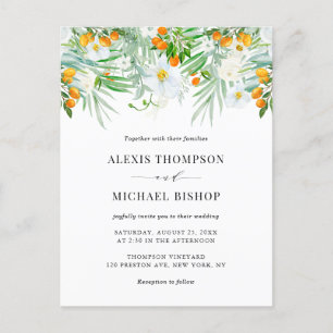 Waterverf Orchids en Kumquats Tropical Wedding Uitnodiging Briefkaart