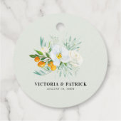 Waterverf Orchids en Kumquats Wedding Bedankt Bedankjes Labels (Achterkant)