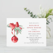 Waterverf Ornament CHRISTMAS HOLIDAY OPEN HUUSE Kaart (Staand voorkant)