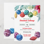 Waterverf Ornament Exchange Christmas Party Kaart (Voorkant / Achterkant)