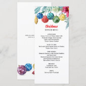 Waterverf Ornament Exchange Christmas Party Menu (Voorkant / Achterkant)