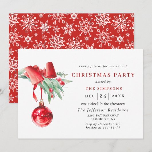 Waterverf Ornament kerstfeestdag Kaart (Voorkant / Achterkant)