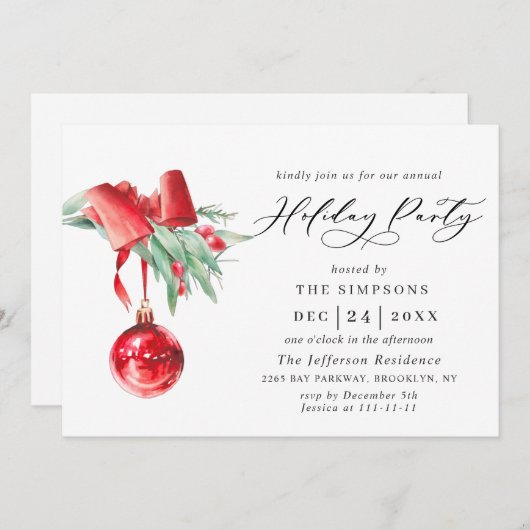 Waterverf Ornament kerstfeestdag Kaart (Voorkant / Achterkant)