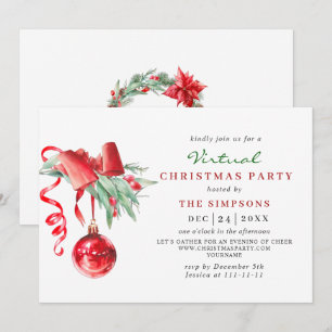 Waterverf Ornament VIRTUELE kerstfeestdag Kaart