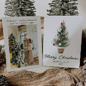 Waterverf Ornamenten Boom Foto Vrolijk Kerstfeest Feestdagenkaart