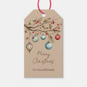 Waterverf Ornamenten Kerst Elegant Script Cadeaulabel (Voorkant)