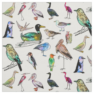 Waterverf ornithologisch natuur van schattige voge stof