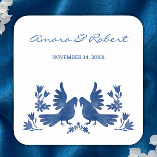 WATERVERF OTOMI BIRDS VIERKANTE STICKER