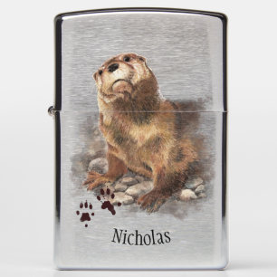 Waterverf Otter Animal Art Custom Name