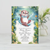 Waterverf Otter Baby shower Kaart (Staand voorkant)