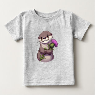 Waterverf Otter en distel