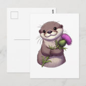 Waterverf Otter en distel Briefkaart (Voorkant / Achterkant)
