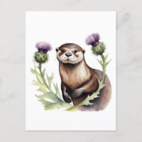 Waterverf otter en distels