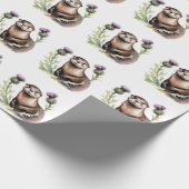Waterverf otter en distels cadeaupapier (Hoek)