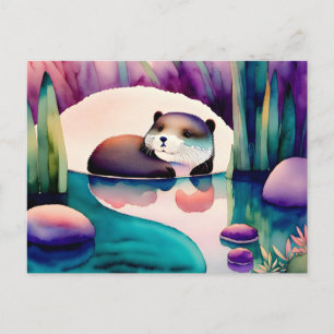 Waterverf Otter, Postcrossing Briefkaart