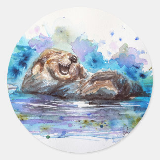 Waterverf Otter Stickers