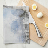 Waterverf oude Athene ruïnes keukenhanddoek (Quarter Fold)