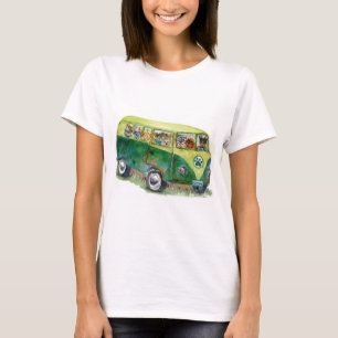 waterverf oude bus vol adopteerbare POMDR-honden T-shirt
