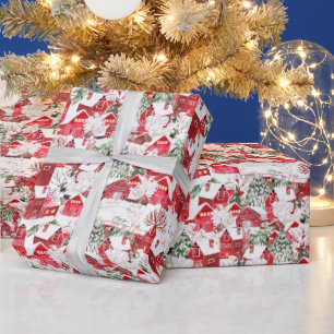 Waterverf - Oude kerstman in sneeuw Cadeaupapier