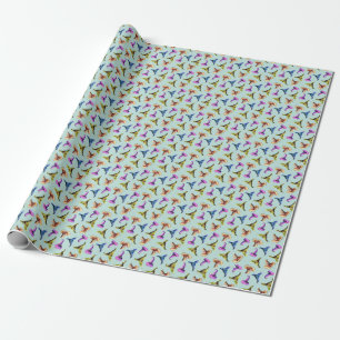 Waterverf oude petten: blauwe achtergrond. cadeaupapier