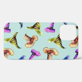 Waterverf oude petten: blauwe achtergrond. Case-Mate iPhone case (Achterkant (horizontaal))