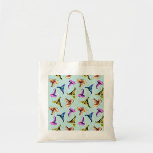 Waterverf oude petten: blauwe achtergrond. tote bag