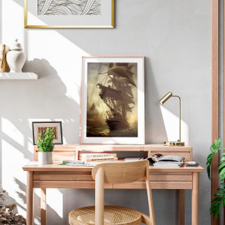 Waterverf oude piraatschilderij poster