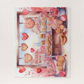 Waterverf Oude Stad Valentijnsdag Cookie Shop Legpuzzel (Verticaal)