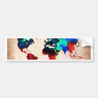 Waterverf oude wereldkaart schattig bumpersticker