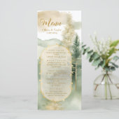 Waterverf Outdoor Pine Trees Forest Wedding Menu (Staand voorkant)