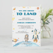 Waterverf Outer Space Planet Navy Blue BabyShower Kaart (Staand voorkant)