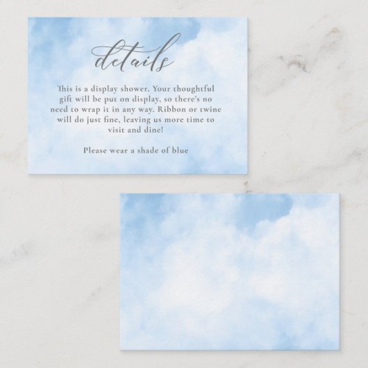 Waterverf over Cloud 9 Shower Details Informatiekaartje (Voorkant / Achterkant)