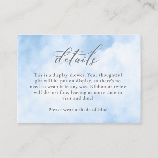 Waterverf over Cloud 9 Shower Details Informatiekaartje (Voorkant)