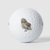 Waterverf Owl Bird Art Monogram Art Golfballen (Voorkant)