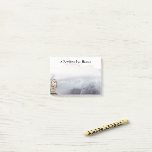 Waterverf Owl Blue Clouds - Aangepast Post-it® Notes (Op bureau)