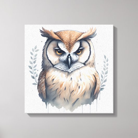 Waterverf Owl Canvas Afdruk (Voorkant)