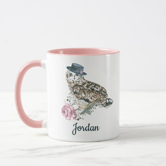 Waterverf Owl | Jouw namen toevoegen Mok (Links)