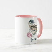 Waterverf Owl | Jouw namen toevoegen Mok (Voorkant rechts)