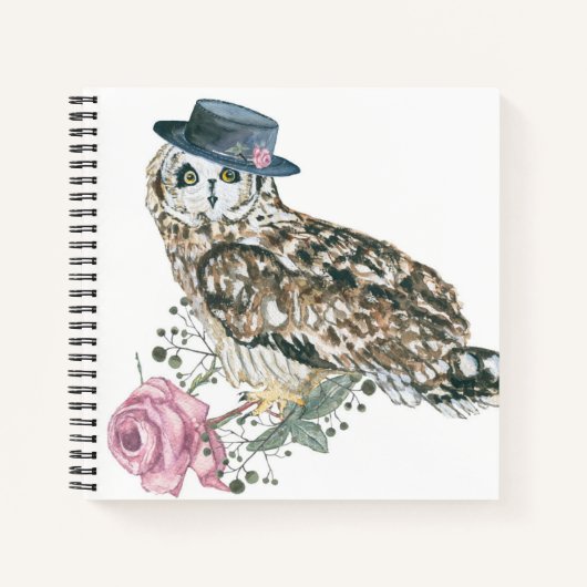 Waterverf Owl Notitieboek (Voorkant)