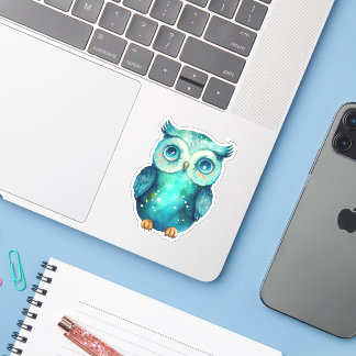 Waterverf Owl Sticker