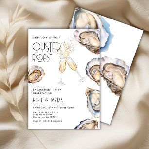 Waterverf Oyster Roast Champagne Verlovingspartij Kaart