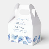 Waterverf Oyster Shell Blauw en Wit Huwelijk Bedankdoosjes (Voorkant Zijde)