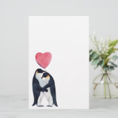 Waterverf Paar Emperor Penguins Briefpapier (Staand voorkant)