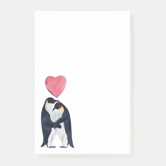 Waterverf Paar Emperor Penguins Post-it® Notes (Voorkant)