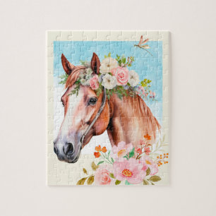 Waterverf Paard en Bloemen Legpuzzel